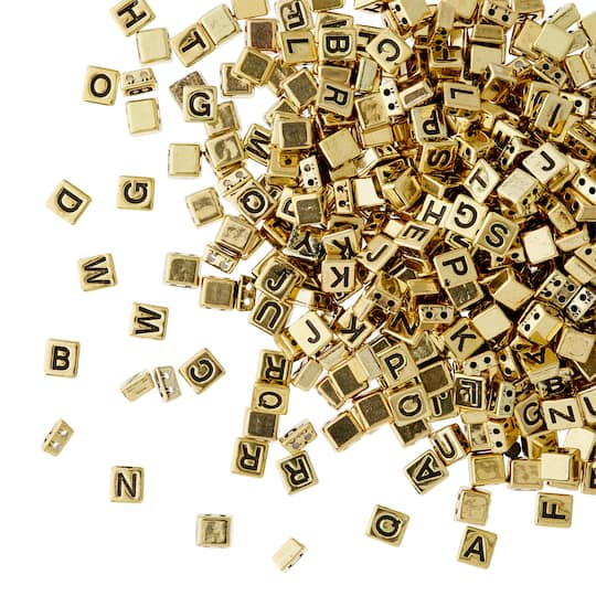 12 Pack: Gold Alphabet Plastic Craft Beads, 8mm by Bead Landing™